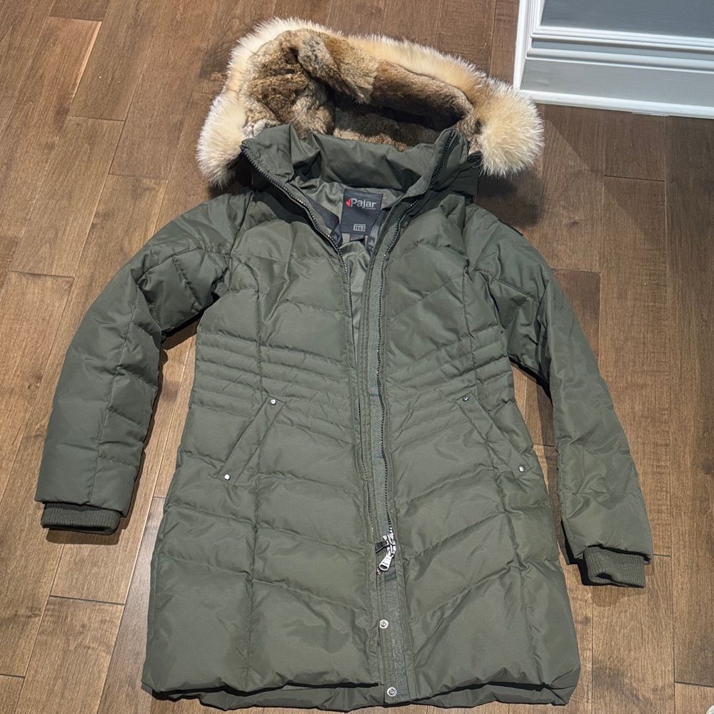 Pajar Olive Puffer Jacket with real Fur Trim